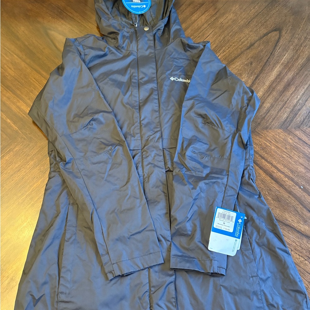 COLUMBIA WOMENS Shine Struck II Waterproof RAIN Mid Hooded, Black, Medium New